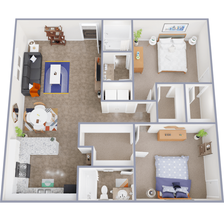 2 Bedroom 2 Bath floor plan