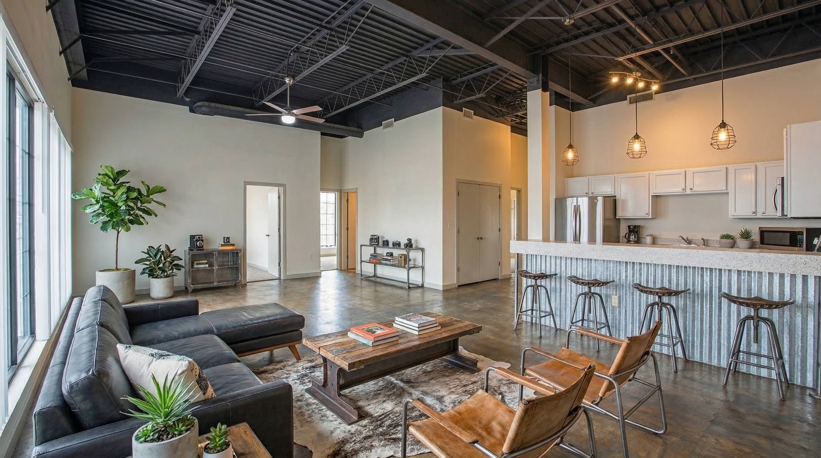19Eleven Apartments living room and kitchen loft interior